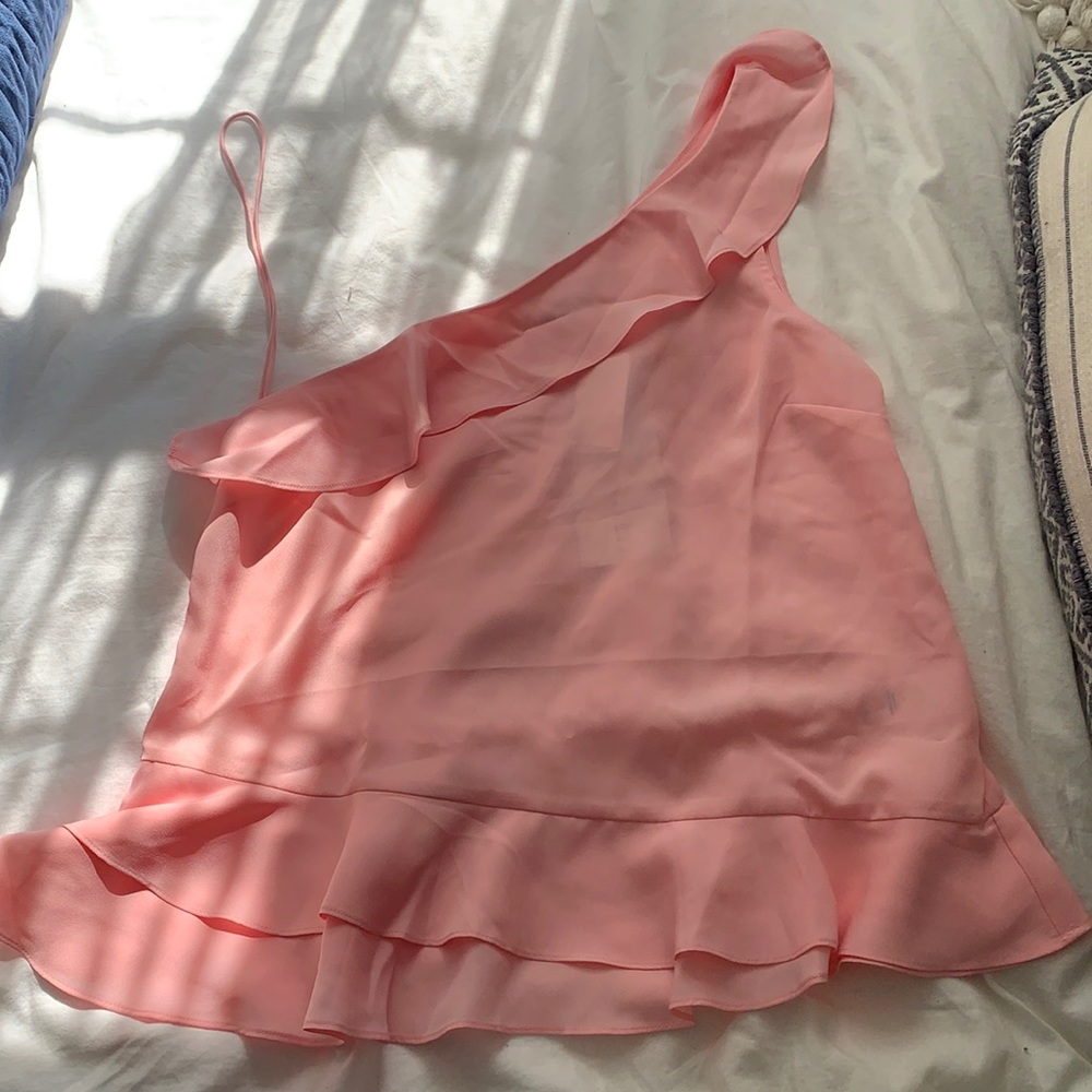 Likely Pink One Shoulder Ruffle Top